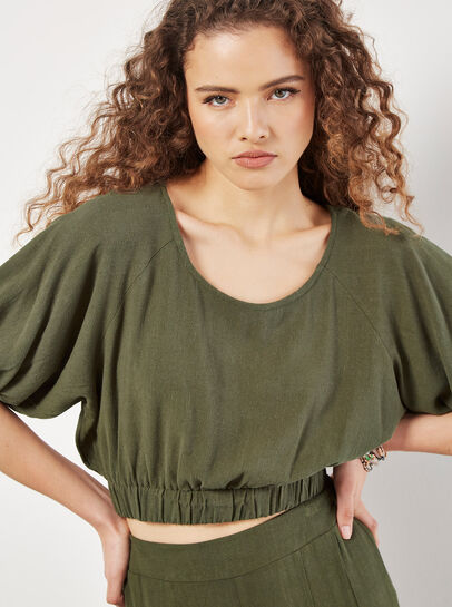 Linen Blend Crop Top