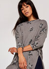 Leopard Star Print Curve Hem Top, Grey, large