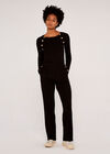 Ribbed Jumper with Gold Buttons, Black, large