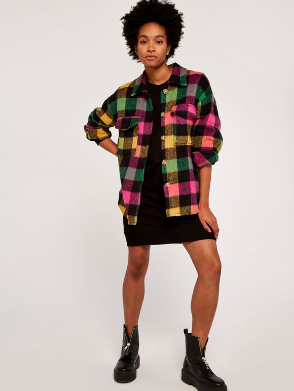 Gingham Shacket, Green, large