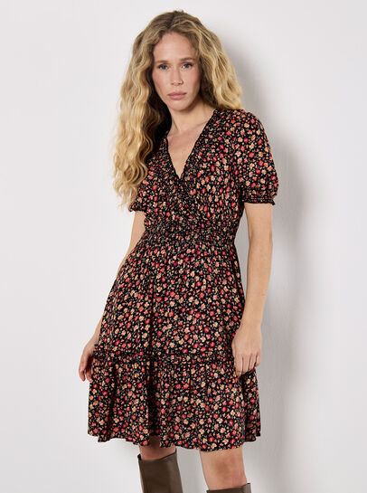 Ditsy Floral Smocked Mini Dress