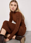 Ribbed Knit Midi Dress, Rust, large