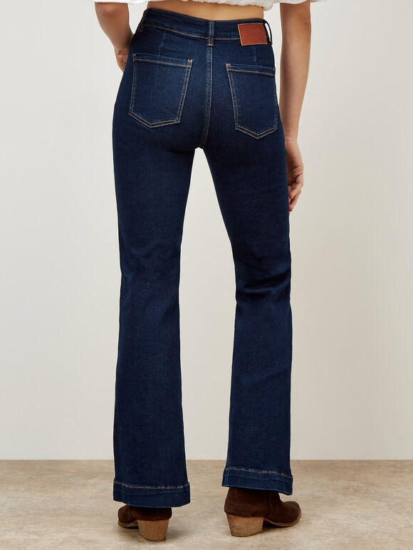 Luci Flare Dark Wash Jeans, Navy, large