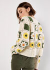 Patchwork Daisy Crochet Cardigan, Yellow, large