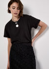 Guipure Circle Lace Fringe Maxi Skirt, Black, large