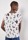 Botanical Floral Print Woven T-Shirt, White, large