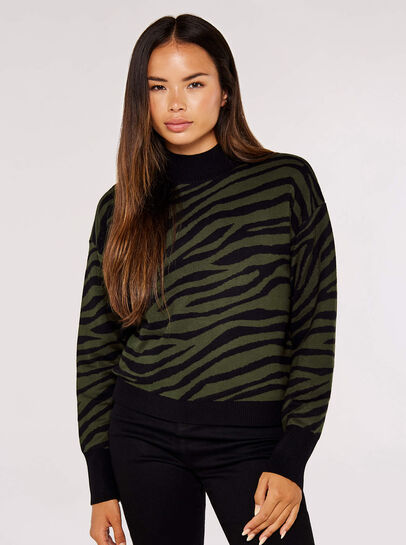 Mock Neck Zebra Jumper