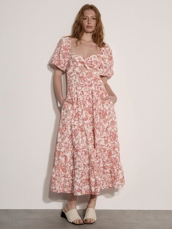 Floral Print Cotton Broderie Maxi Dress
, Pink, large