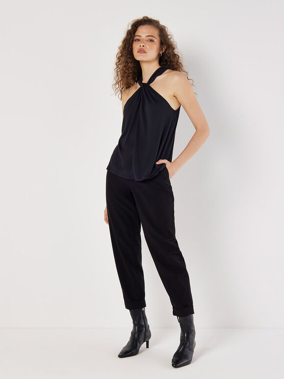 Twisted Knot Sleeveless Top, Black, large