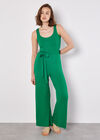 Sleeveless Ribbed Jersey Jumpsuit, Green, large