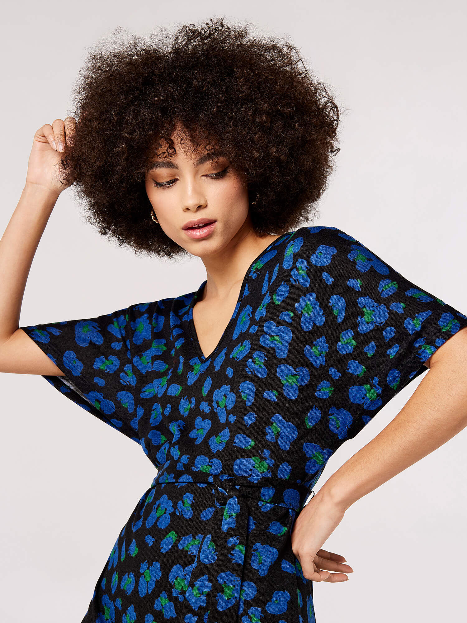 Blue and black leopard print dress clearance