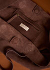Soft Suede Large Tote Bag, Brown, large