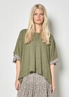 Waffle Knit Tunic Top, Khaki, large