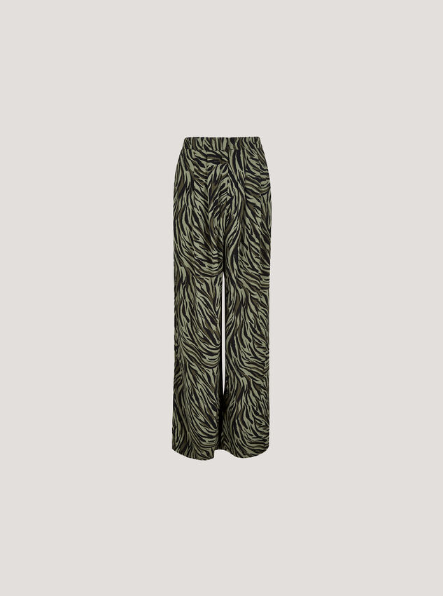 Zebra Print Wide Leg Trousers, Khaki, large