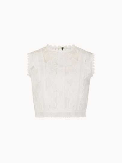 Floral Mesh Lace Crop Top