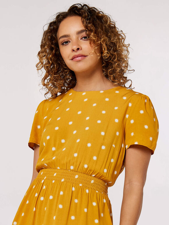 Sunspot Smocked Mini Dress, Mustard, large