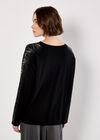 Diamante Snakeskin Sparkle Jumper, Black, large