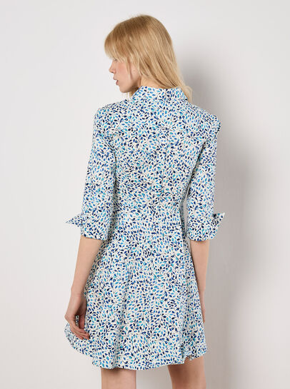 Cotton Poplin Leaf Shirt Mini Dress
