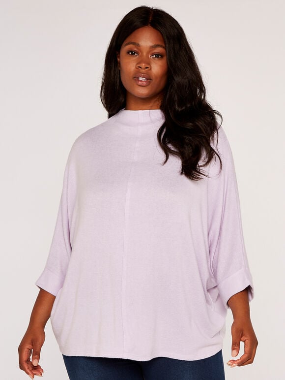 Curve Soft Marl Neck Top, Lilac, large