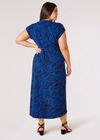 Curve Swirl Wrap Midi Dress, Blue, large