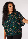 Curve Brushed Cheetah Batwing Top, Green, large