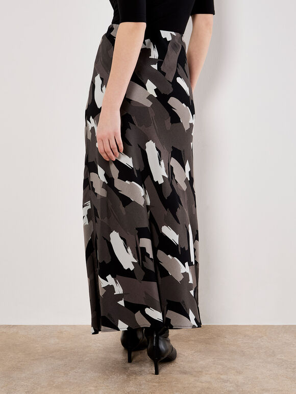 Brushstroke Bias Maxi Skirt, Dark Grey - Charcoal, large