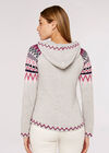 Fairisle Pocket Hoodie Jumper, Grey, large