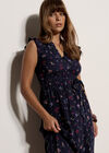 Ditsy Floral Ruffle Midi Dress, Navy, large