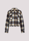 Brushed Check Cropped Jacket, Blue, large