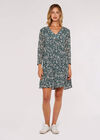 Floral Babydoll Mini Dress, Green, large