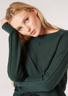 Waffle Knit Aran Jumper, Green, large