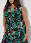 Curve Palm Leaf Maxi Dress
, Black, large