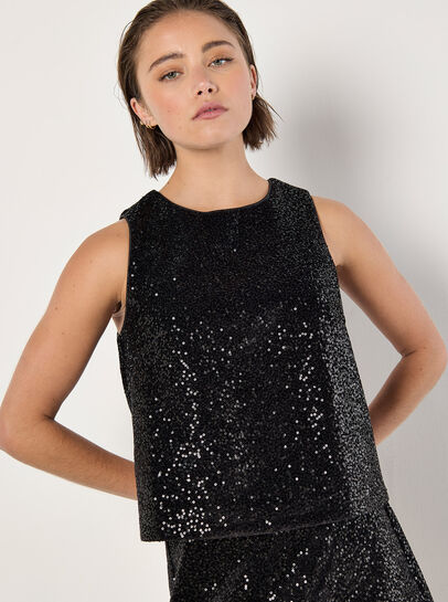Sequin Velvet Sleeveless Top