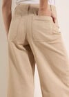 Erin Wide-Leg Cotton Drawstring Jeans, Stone, large