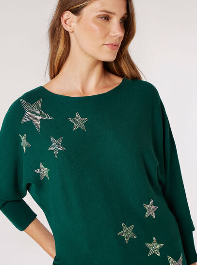 Pullover Mit Bunten Sternen Und Nieten