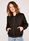 Quilted Bomber Jacket, Black, large