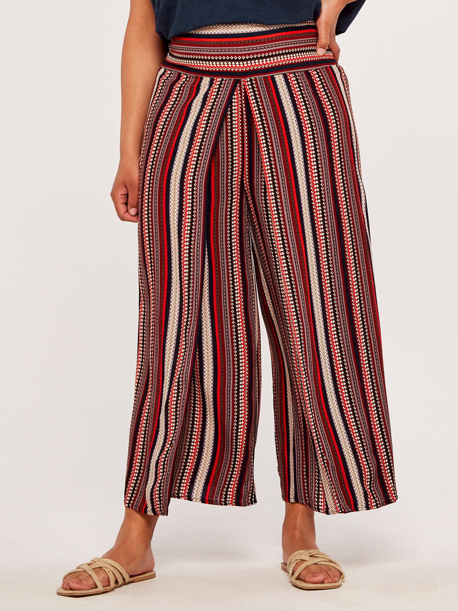 Curve Tribal Wrap Palazzo Trousers Apricot Clothing