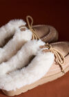 Sherpa-Lined Slip-On Moccasins, Stone, large