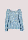 Ditsy Dot Smocked Top, Blue, large