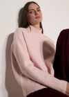 Boucl&eacute; Knit Mock Neck Jumper, Pink, large