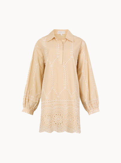 Broderie Anglaise Cotton Swing Mini Dress