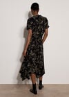 Leaf Print Shirt Midi Dress, Khaki, large