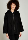 Boucle Borg Zip Through Cape, Black, large