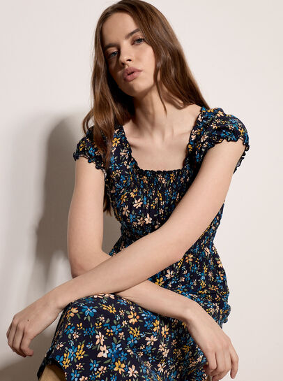 Ditsy Milkmaid Midi Dress