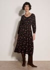 Floral Midi Dress, Black, large