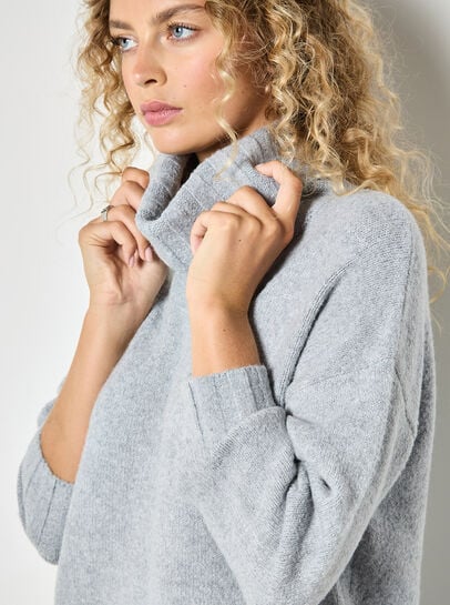 Oversized Roll Neck Tunic Jumper