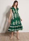 Folk Floral Midi Dress, Green, large