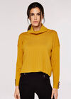 Cowl Neck Jumper, Mustard, large