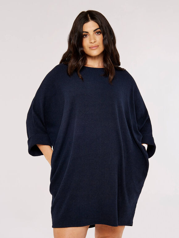 Curve Cocoon Dress, Navy, large