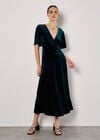 Velvet Wrap Maxi Dress, Green, large